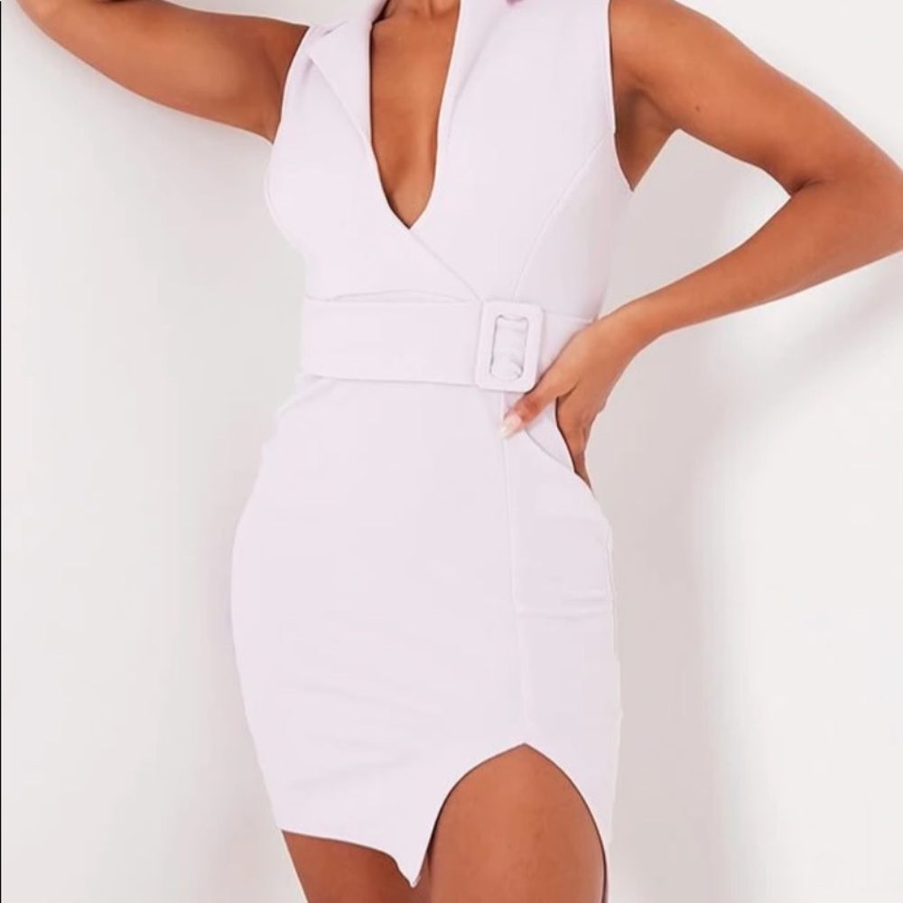 Lilac Stretch Sleeveless Belted Blazer Dress NWT